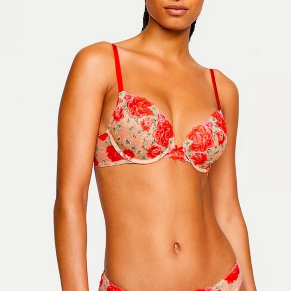 🪽Dream Angel Floral Embroidered Lace Demi Bra 32DD/E NWT